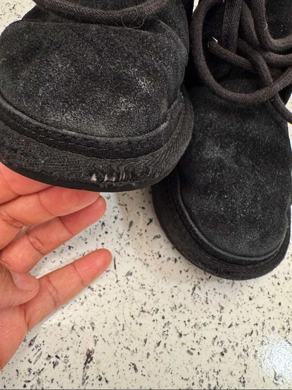 UGG Black Shearling-Lined Lace-Up Ankle Boot